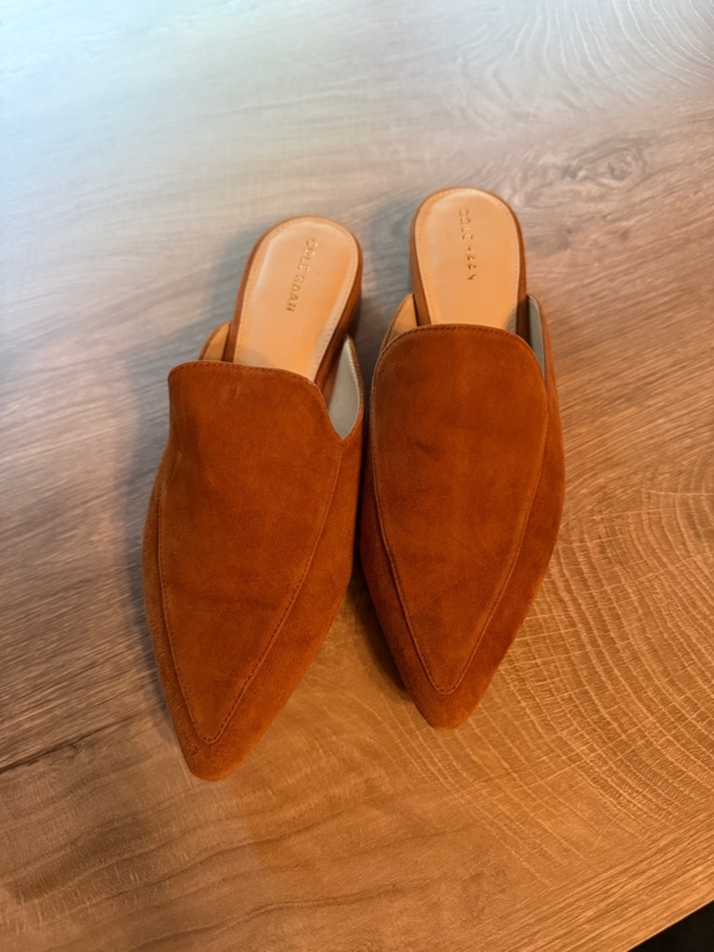 Cole Haan Women's Pointed Suede Mule - Cognac Brown